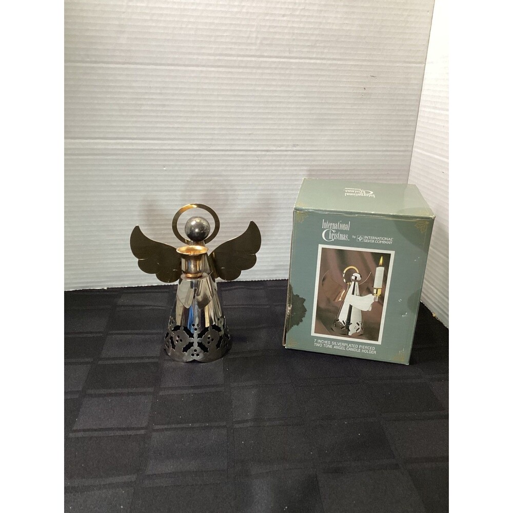 Internatonal Silver Plate Angel Candle Hoder With Brass trim